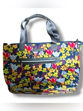 Lily Bloom vibrant floral pattern full-zip lightweight roomy satchel tote bag